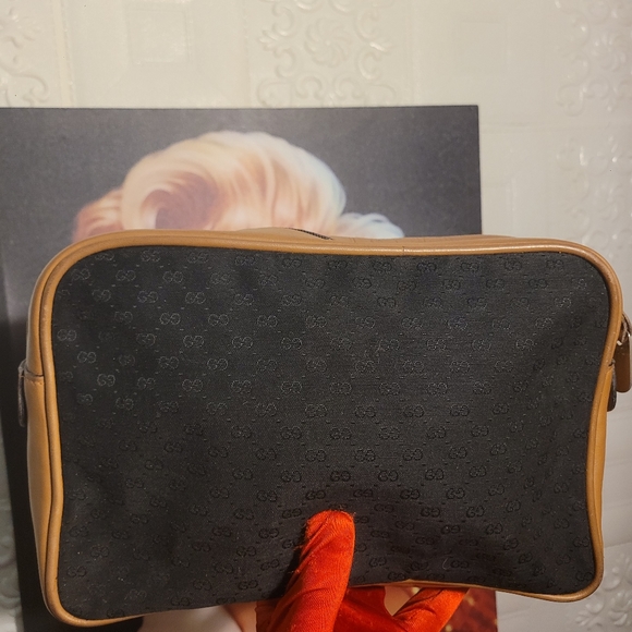 Gucci MICRO GG Canvas/Leather Black/Brown Large Rare New Clutch AUTHENTIC VINTAG - Picture 8 of 16